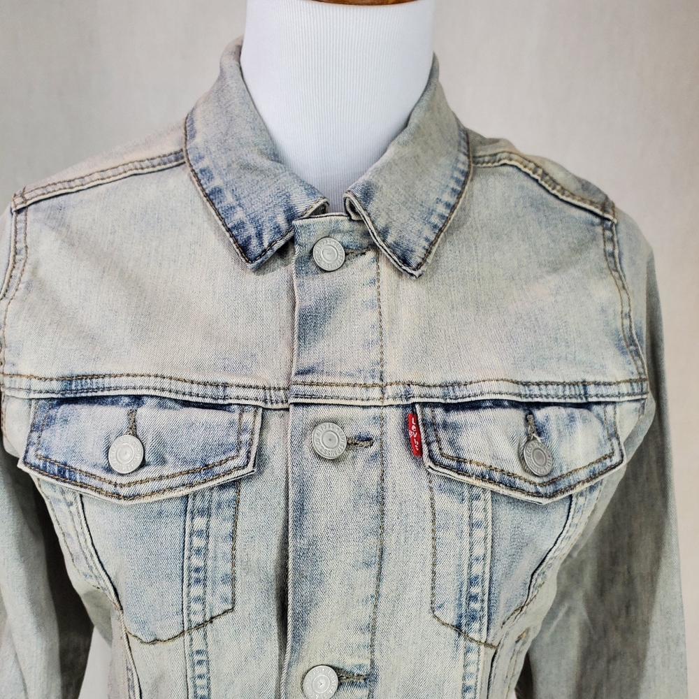 Levi's Levi Strauss & Co Denim Jean Trucker Jacket Unisex Size M 10-12 Yrs. NWT - Picture 5 of 11
